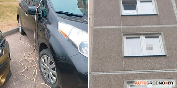 В Гродно заряжают Nissan Leaf с пятого этажа высотки. Как тебе такое, Илон Маск? В Гродно заряжают Nissan Leaf с пятого этажа высотки. Как тебе такое, Илон Маск?