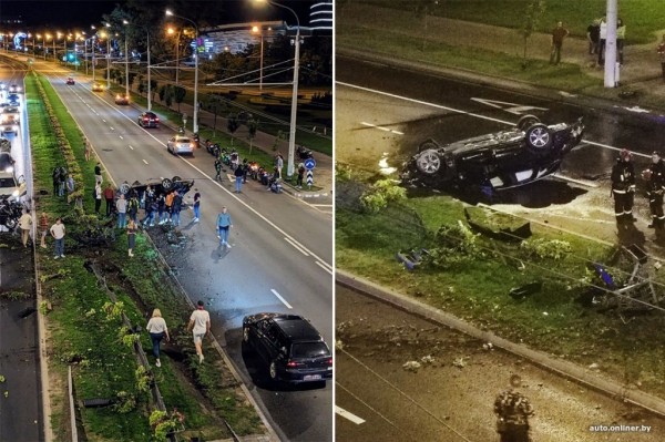 Audi в центре Минска перевернулся несколько раз и лег на крышу Audi в центре Минска перевернулся несколько раз и лег на крышу