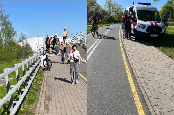 Необычное ДТП в Минске. Мужчина на электровелосипеде врезался в ограждение и вылетел с моста Необычное ДТП в Минске. Мужчина на электровелосипеде врезался в ограждение и вылетел с моста
